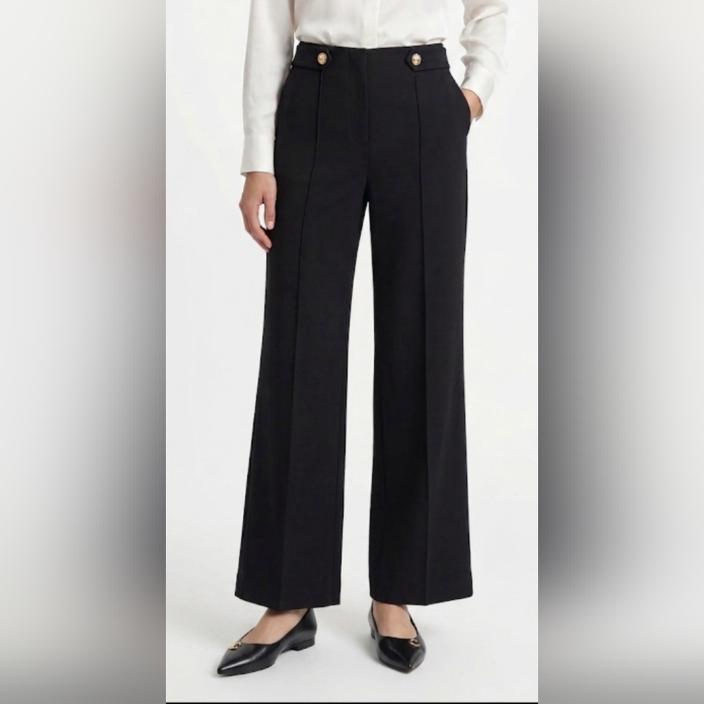 🪻Jules & Leopold Black Wide-Leg Trousers with Gold Buttons🪻size:L